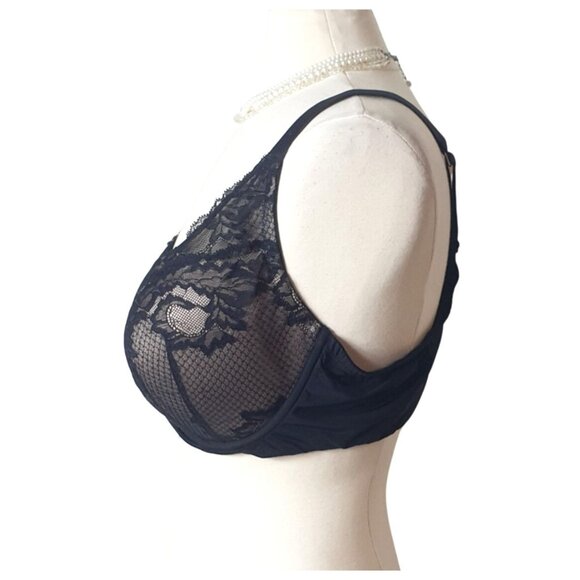 City Chic Women's 44DD Bra Black Lace Plunge Lightly Lined Underwire Everyday - Picture 4 of 6